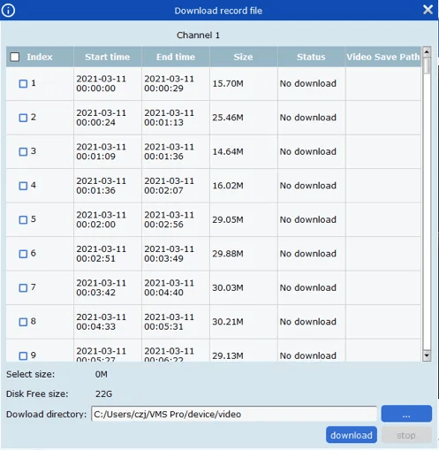 vms pro dowload record file